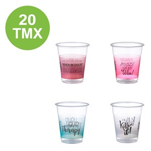 Pahare din Plastic Transparent cu Baza Colorata 300ml - 20buc