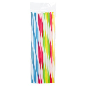 Paie Reutilizabile din Plastic cu Dungi Colorate 7x230mm - 10buc