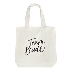 Sacosa Textila Alba Imprimeu Team Bride