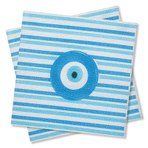 Servetele de Masa Albe Dungi Bleu Ochi 28x28cm - 50buc