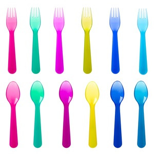 Set Linguri & Furculite Reutilizabile de Diferite Culori 16cm - 12buc