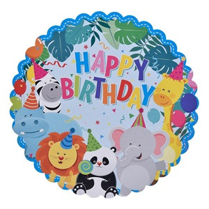 Suport pentru Tort din Carton Model Animale "Happy Birthday" 29cm - 1buc