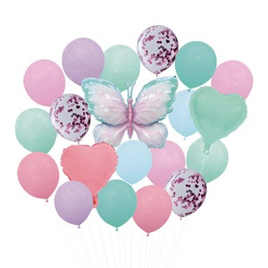 Baloane de Petrecere Fluture Folie Metalizata Culori Pastelate - 20buc