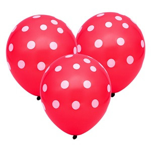 Baloane de Petrecere Rosii cu Buline 30cm - 10buc
