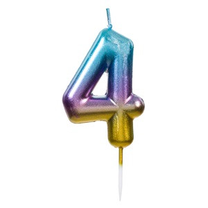 Lumanare Zi de Nastere Rainbow Metalizat Ombre Nr.4