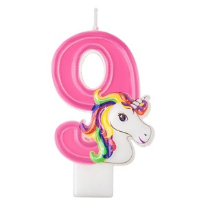 Lumanare Zi de Nastere Roz Unicorn Nr.9