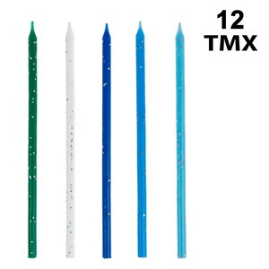 Lumanari Petrecere Zi de Nastere Colorate cu Glitter - 12buc