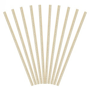 Paie Drepte din Hartie cu Folie Aurie 6x197cm - 15buc