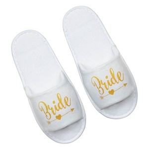 Papuci de Casa Dama Albi Decupati Print Auriu Bride