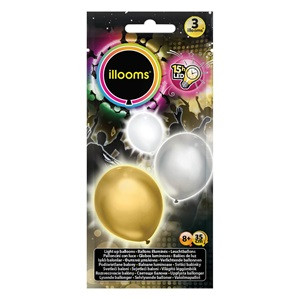 Baloane LED Illooms Aurii Argintii Roz 38cm 3buc - Giochi Preziosi