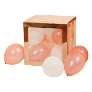 Decoratiune DYI Balloon Box Cutie Roz Aurie 30x30cm