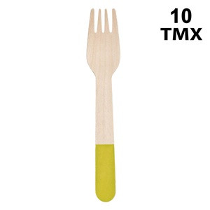 Furculite din Lemn de Petrecere cu Manere Colorate 16cm - 10buc