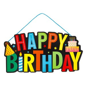 Indicator Suspendat de Petrecere Negru Colorat Happy Birthday 38x20cm