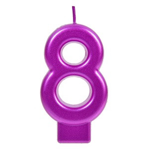 Lumanare Zi de Nastere Fucsia Metalizat Nr.8