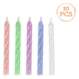 Lumanari Zi de Nastere Culori Pastelate Metalizate Spiralate 6cm - 10buc
