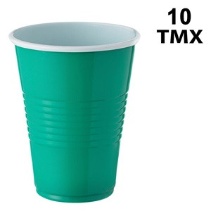 Pahare Verzi Albe din Plastic de Unica Folosinta 270ml - 10buc