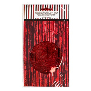 Perdea Decorativa de Petrecere Rosie Franjuri din Folie 1x2m