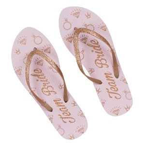 Slapi Roz Glitter Bronz Curea cu Imprimeu "Bride" pentru Femei