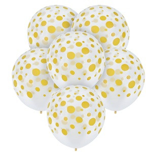 Baloane de Petrecere Transparente cu Buline Aurii 30cm - 15buc