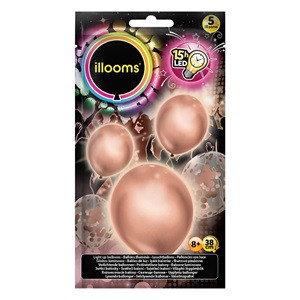 Baloane LED Illooms Roz Auriu Confetti 38cm - 5buc - Giochi Preziosi