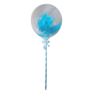 Balon de Petrecere Transparent cu Pene Bleu 11cm