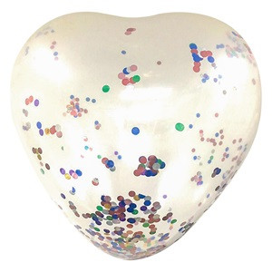 Balon de Petrecere Transparent Inima cu Confetti Rainbow 85cm