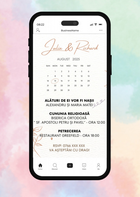 Invitatie Electronica/Digitala pentru nunta, model Calendar