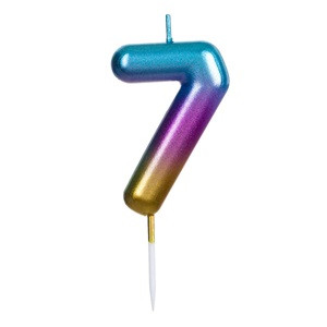 Lumanare Zi de Nastere Rainbow Metalizat Ombre Nr.7