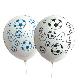 Baloane de Petrecere Albe Minge Goal 30cm - 10buc
