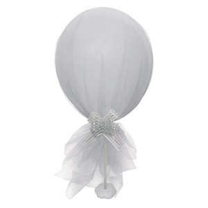 Balon Alb cu Baza Tul & Funda 60cm