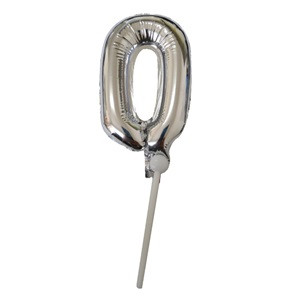 Balon Foil Mini Argintiu cu Rozeta şi Bat Nr. 0