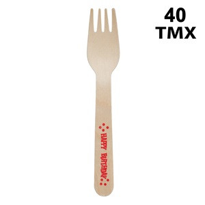 Furculite din Lemn de Petrecere Happy Birthday 16cm - 40buc