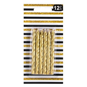 Lumanari Zi de Nastere Spiralate Aurii 8.5cm. - 12buc