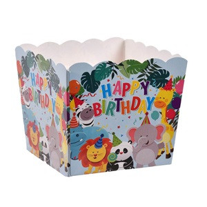 Cutii din Carton de Petrecere Animale "Happy Birthday" 8x7x7cm - 6buc