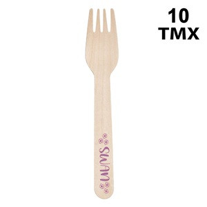 Furculite din Lemn de Petrecere Lila Lebada 16cm - 10buc