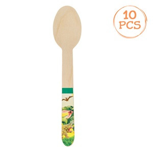 Lingurite de Petrecere din Lemn cu Model Dinozaur 16cm - 10buc