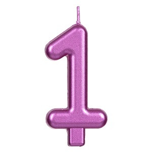 Lumanare Zi de Nastere Fucsia Metalizat Nr.1