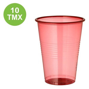 Pahare Transparente Rosii din Plastic 480ml - 10buc