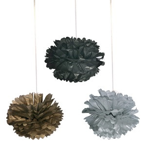 Pompon Negru Argintiu Auriu Decorativ de Petrecere - 3buc