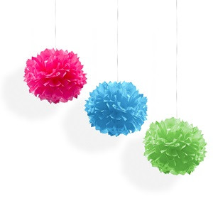 Decoratiuni de Petrecere Pompon Mov Verde Turcoaz 40cm - 3buc