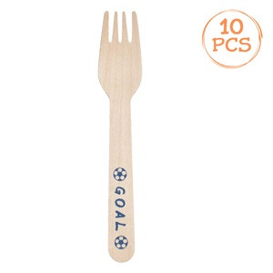 Furculite din Lemn de Petrecere Albastre Fotbal 16cm - 10buc