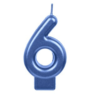 Lumanare Zi de Nastere Albastra Metalizat Nr.6