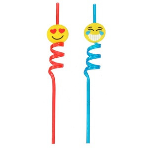 Paie din Plastic Reutilizabile Spiralate Albastru Rosu Smiles Galben 6x270mm - 2buc