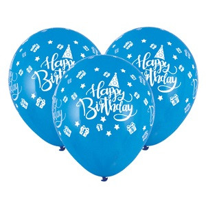 Baloane de Petrecere Albastre Happy Birthday 23cm - 10buc