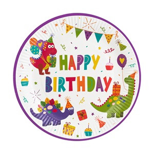 Farfurii de Petrecere din Carton Dinozauri Happy Birthday 18cm - 6buc