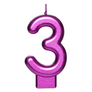 Lumanare Zi de Nastere Fucsia Metalizat Nr.3