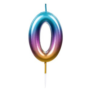 Lumanare Zi de Nastere Rainbow Metalizat Ombre Nr.0