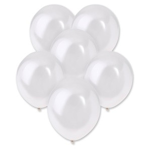 Baloane de Petrecere Albe Metalizate 30cm - 20 buc