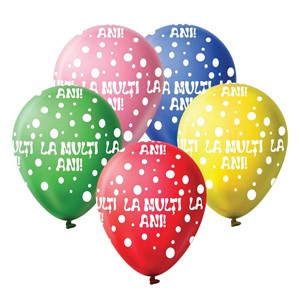 Baloane de Petrecere Colorate ”La Multi Ani” 35cm - 10buc