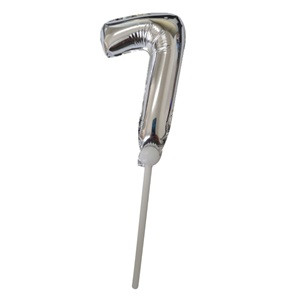 Balon Mini Argintiu din Folie cu Rozeta Nr. 7 - 15cm